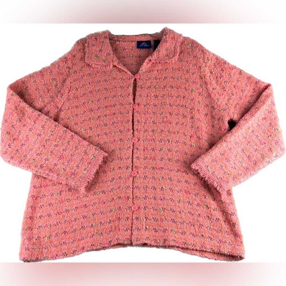 JH Collectibles Wool Blend Fringe Trim Button-Up Blazer size large